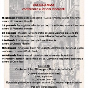 Venerdì 22 gennaio Corso Storia e personaggi di Lucca