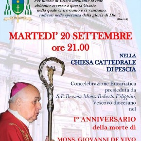 Pescia 20 martedì settembre Celebrazione Eucaristica nel 1° anniversario della morte del Vescovo Giovanni De Vivo
