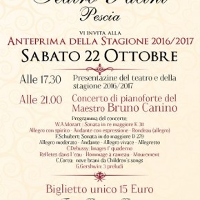 Teatro Pacini Pescia Sabato 22 ottobre - Anteprima Stagione 2016 - 2017