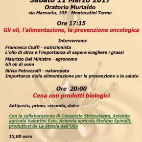 Montecatini Terme sabato 11 marzo "Oli,alimentazione e prevenzione oncologica" a cura di Legambiente