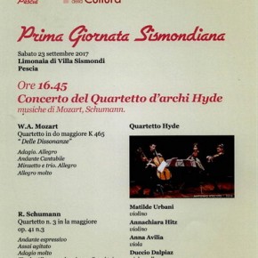 Pescia Villa Sismondi Sabato 23 settembre. Prima giornata Sismondiana - Concerto del Quartetto d'archi Hyde