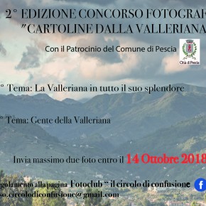 Ancora un mese per partecipare alla seconda edizione del concorso fotografico "Cartoline dalla Valleriana"