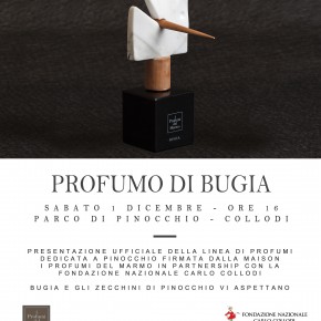 Sabato 1 dicembre alle ore 16.00 al Parco di Pinocchio di Collodi (Pescia) sarà presentato Bugia, profumo ispirato a Pinocchio