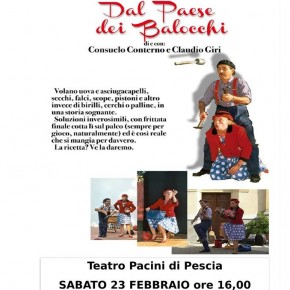 Teatro Pacini sabato 23 febbraio 0re 16.00. Dal Paese dei Balocchi con la compagnia Claudio e Consuelo. Si chiude la stagione dedicata ai bambini