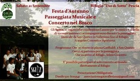 Rifugio "Uso di sotto" sabato 21 settembre. Festa d'Autunno / Passeggiata Musicale e Concerto nel bosco