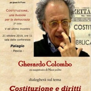 Lunedì 21 ottobre. Costituzione, una bussola per la democrazia Conferenza di Gherardo Colombo al Palagio - Costituzione e diritti -