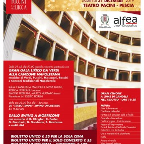 Pescia Teatro Pacini. Gran galà lirico, canzone napoletana e swing per il Capodanno 2020.