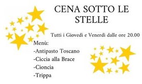 Pescia giovedi 2 e venerdì 3 luglio Piazza Mazzini Cena sotto le Stelle