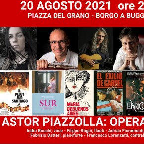 Venerdì 20 agosto, in Piazza del Grano a Borgo a Buggiano ''PIAZZOLLA E LA MUSICA DA FILM ''