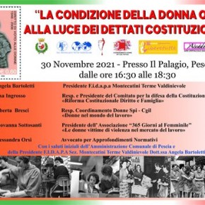Palagio, 30 novembre 2021. ''La condizione della donna oggi alla luce dei dettati costituzionali''