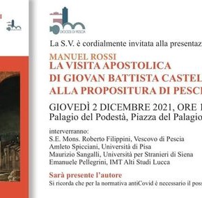 Giovedì 2 dicembre 2021, palazzo del Palagio.  Presentazione del libro '''La visita apostolica di Giovan Battista Castelli alla Propositura di Pescia'' di Manuel Rossi.