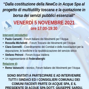 Venerdì 5 novembre. Convegno On Line | Forum Toscano Dei Movimenti Per L'Acqua.