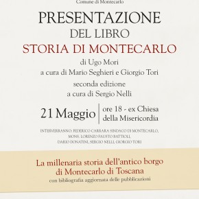 Montecarlo (Lucca) sabato 21 maggio. Presentazione del libro ''Storia di Montecarlo'' del Monsignor Ugo Mori