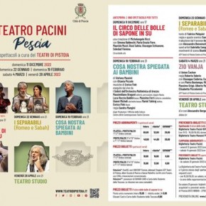 In partenza la campagna abbonamenti degli spettacoli teatrali al Teatro Pacini di Pescia, curati da ATP Teatri di Pistoia in collaborazione con il Comune di Pescia, quale sezione della più ampia programmazione generale 2022/23.