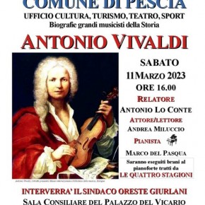 Pescia Palazzo del Vicario sabato 11 marzo ore 16. Antonio Vivaldi   Biografie dei grandi musicisti della storia