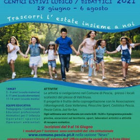 Pescia, dal 26 giugno al 4 agosto i centri estivi per i ragazzi     Tante le iniziative proposte, fra le quali il campeggio nella Montagna Pesciatina