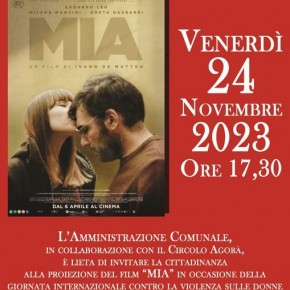 Cinema Splendor venerdì 24 novembre. Proiezione di 'MIA' in occasione della Giornata Mondiale contro la violenza sulle donne.