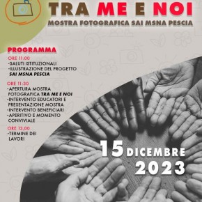 Pescia palazzina Simonetti venerdì 15 dicembre. Mostra fotografica ''Tra me e noi'':