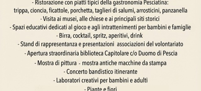 PESCIA IN FESTA DOMENICA 27 SETTEMBRE CON LE BANCARELLE DELL 'ANTIQUARIATO E TANTE ALTRE INIZIATIVE IN TUTTO IL CENTRO STORICO PESCIA IN FESTA DOMENICA 27 SETTEMBRE CON LE BANCARELLE DELL 'ANTIQUARIATO E TANTE ALTRE INIZIATIVE IN TUTTO IL CENTRO STORICO