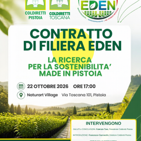 Giovedì 22 ottobre, dalle ore 16:00 presso il Naturart Village, Coldiretti Pistoia promuove un confronto tra imprese, enti di ricerca e Regione Toscana su semplificazioni normative e innovazione sostenibile